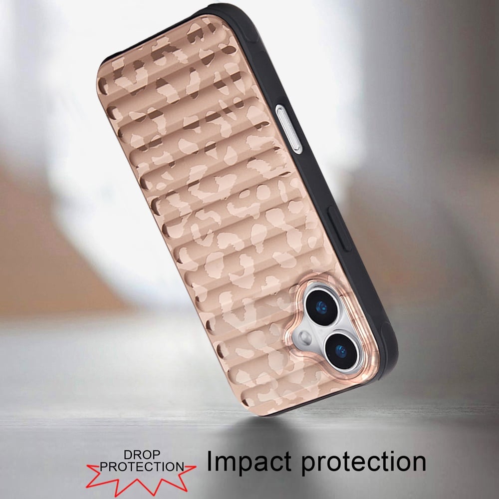 For Apple iPhone 16 Plus Chrome Leopard Magnetic Hybrid Shockproof Protection Rose Gold Design Anti Scratch Secure Grip Stylish Durable Finish Case Cover Camo