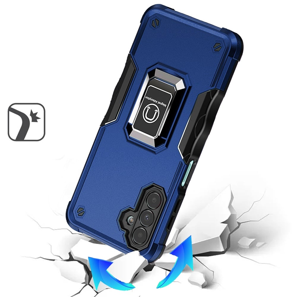 For Samsung Galaxy A13 4G Hybrid Stand Magnetic Ring Holder Kickstand Heavy Duty Rugged Drop Silicone & Hard PC Shockproof Case Cover Black
