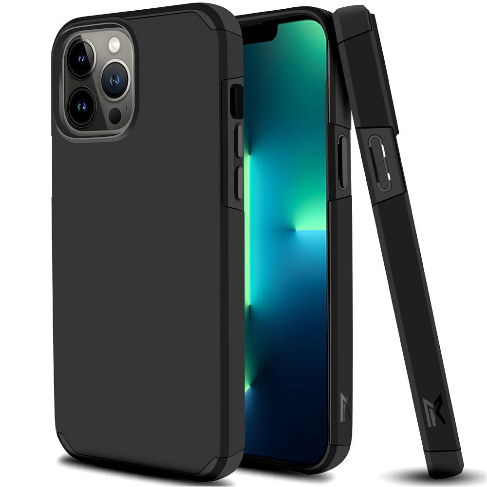 Phone Case for Apple iPhone 13 Pro Premium Slim Tough 2in1 Hybrid Case Dual-Layer PC TPU Rubber Armor with Shockproof Protection Cover Black