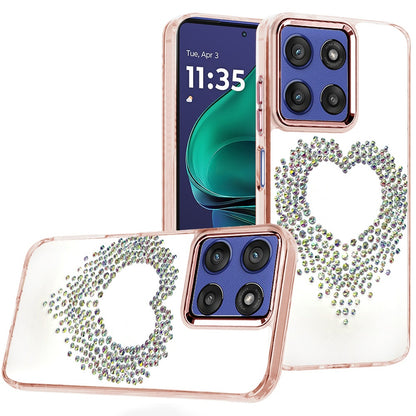 For Motorola Moto G Stylus 5G 2026 /2025 Angel Hearts Bling Glitter Diamond Hybrid TPU Cover, Colorful Frame Shockproof Protective Back Case Cover