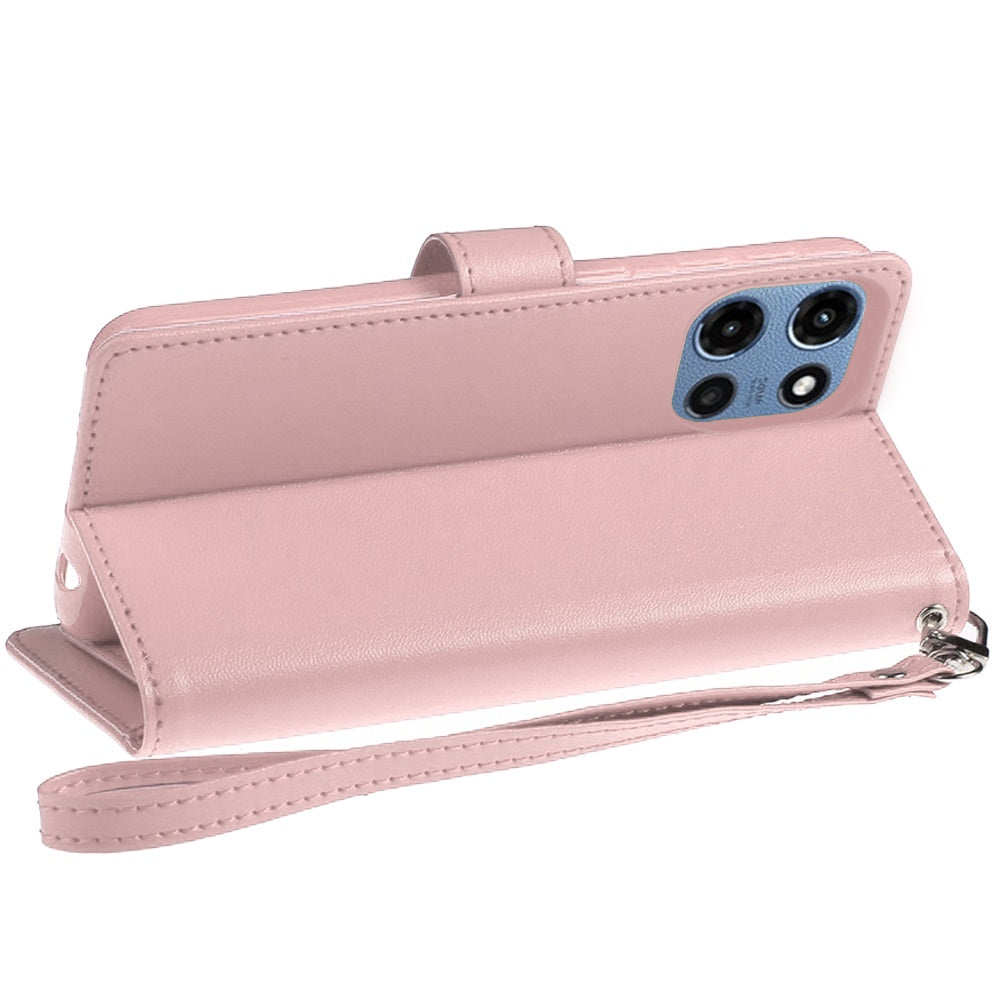 For Motorola Moto G Play 5G 2026 Wallet Cases PU Leather with Credit Card /ID /Cash Holder Slot Dual Flip Book Pouch, Stand and Strap Case Cover