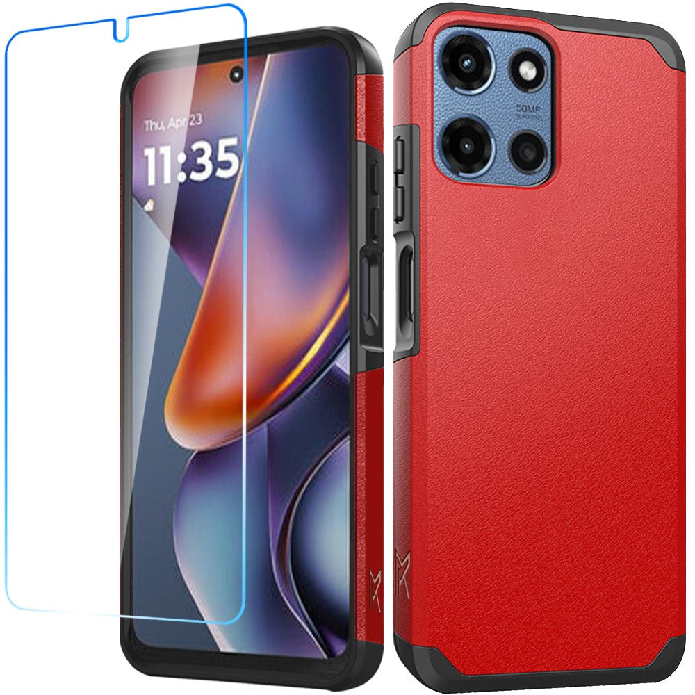 For Motorola Moto G Stylus 5G 2025 Tough Hybrid Dual Layer Hard PC TPU Rubber Bumper, Shock Absorption, Screen Protector Included Case Cover