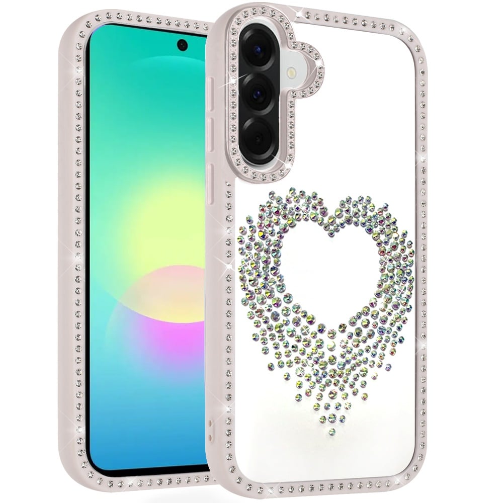 Phone Case for Samsung Galaxy A27 Angel Hearts Glitter Shimmer Diamond Edge Sparkle Hybrid Shockproof AntiSlip Grip Fashion Stylish Protective Bumper Cover