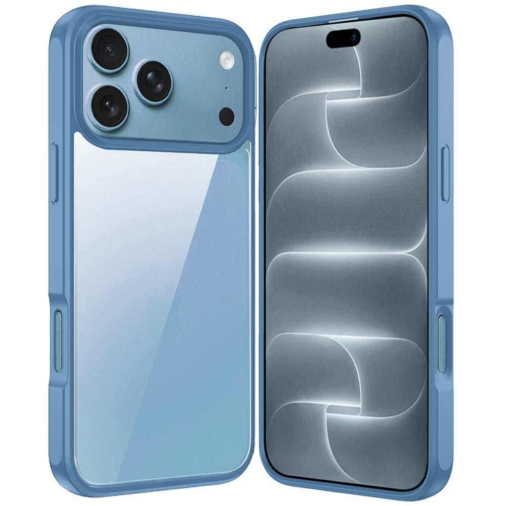 Phone Case for Apple iPhone 18 Pro/ iPhone 17 Pro Transparent Thick 2.0mm Hybrid Shockproof Rubber TPU Protective Slim Fit Grip Durable Clear HQ Design Cover Blue
