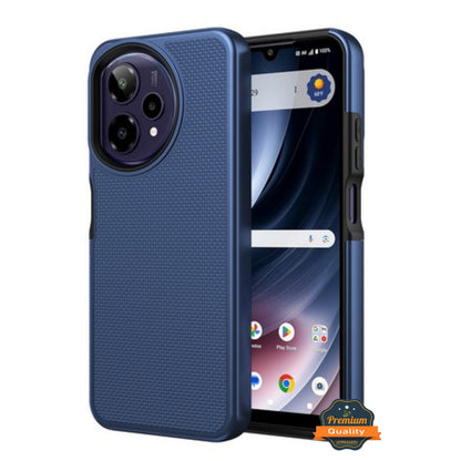 For AT&T Verge 2 Dual Layer Slim & Tough Hybrid Shockproof Heavy Duty Rubber TPU Matte with Textured Rugged Shell Protection Case Cover