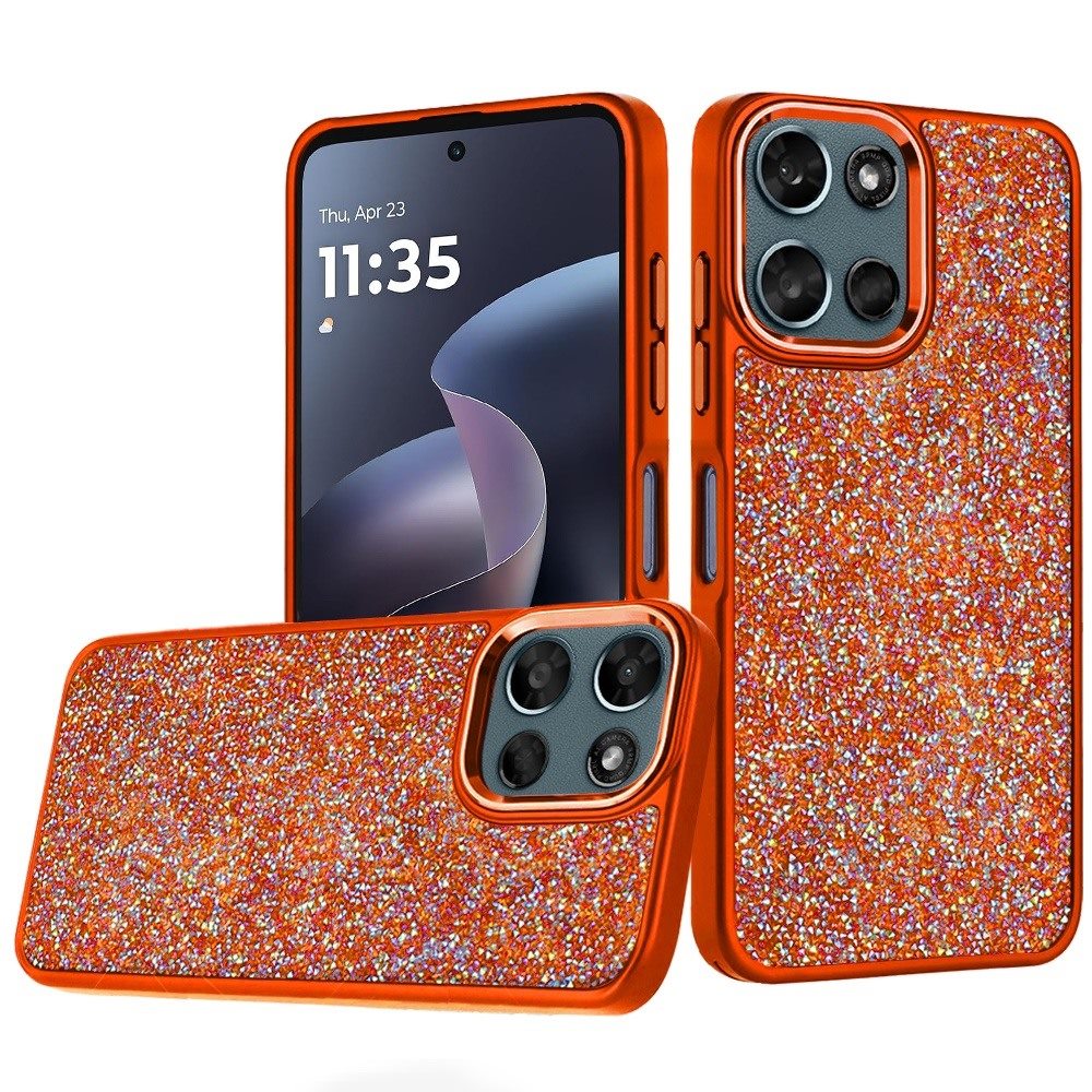 Phone Case for Motorola Moto G Play 5G 2026 Crystal Glass Bling Diamond Metallic Edge Shockproof Durable Protective Clear Hybrid Stylish Premium Design Cover