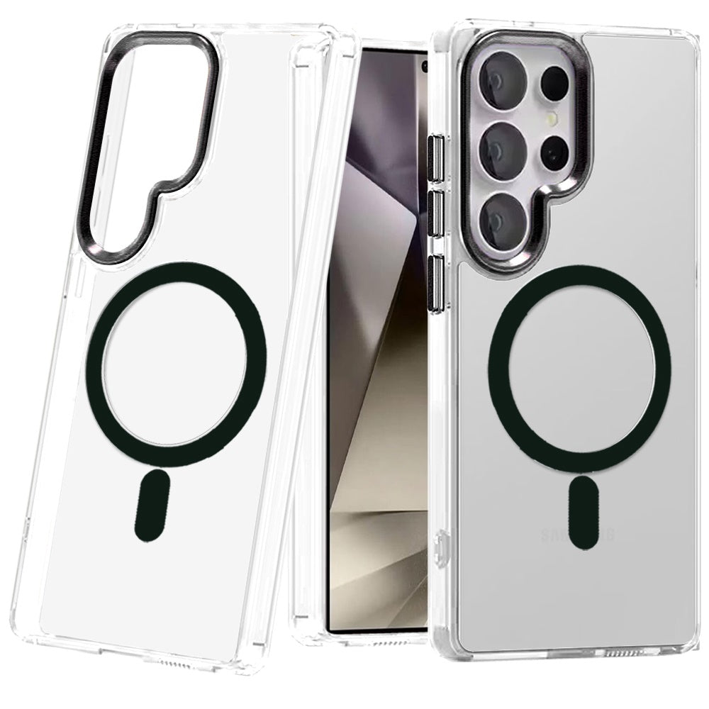 For Samsung Galaxy S25 Ultra Clear Transparent Case Matching Circle Design, Hybrid TPU Hard Shell, Support Magsafe Charger Case Cover