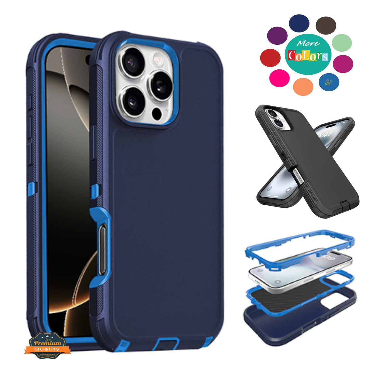 For Samsung Galaxy S25 /S24 Delux Armor Case Shockproof Rugged 3-Layer Protection Hybrid Heavy Duty with Enhanced Durability Case Cover