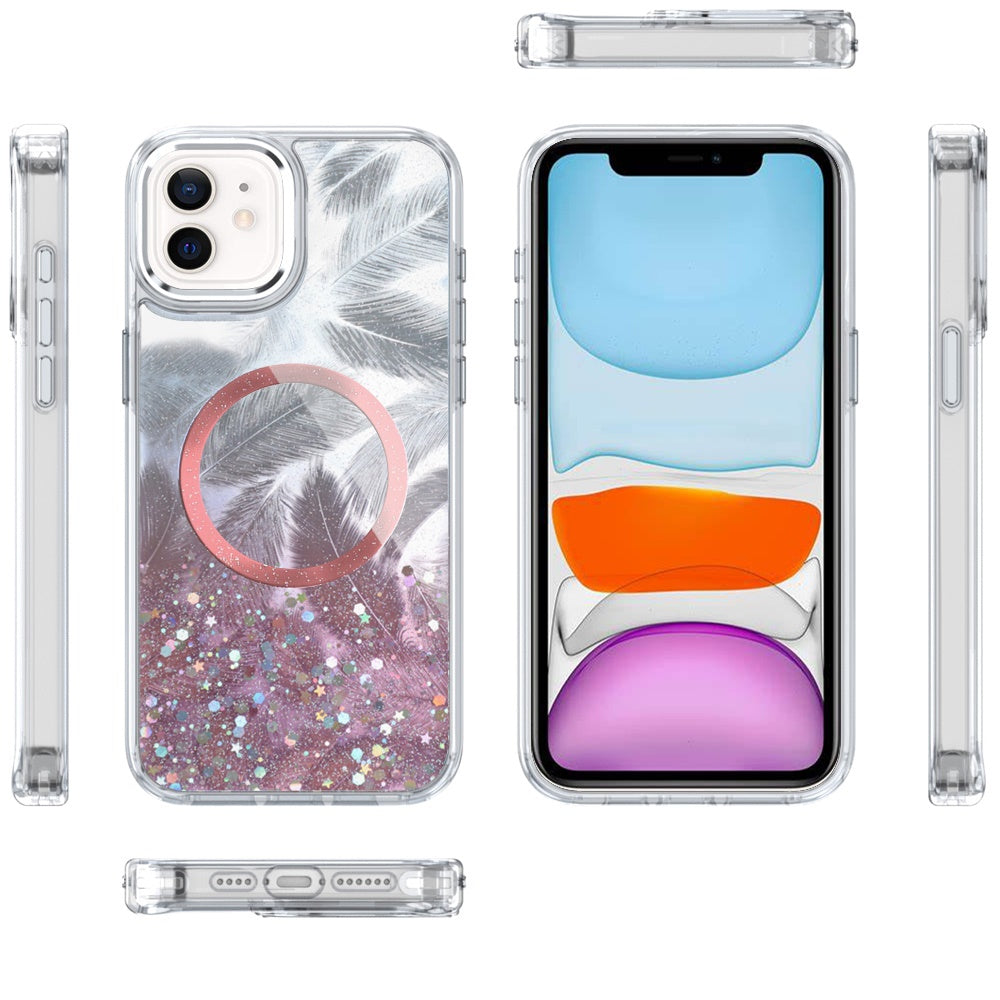 For Apple iPhone 14 Plus Epoxy Glitter Shimmer Fashion Case with Magnetic Magsafe Compatible Hybrid Sparkling Slim Protective Case Cover