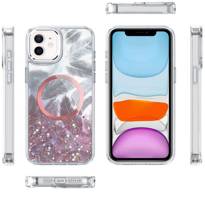 For Apple iPhone 14 Plus Epoxy Glitter Shimmer Fashion Case with Magnetic Magsafe Compatible Hybrid Sparkling Slim Protective Case Cover