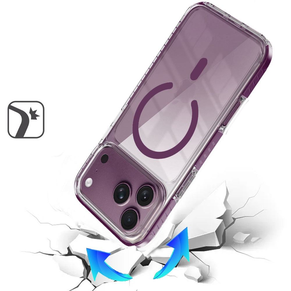 Phone Case for Apple iPhone 18 Pro Max/ iPhone 17 Pro Max Transparent Magnetic Shockproof Colored Edge Hybrid Case Slim Durable Grip Clear Protective Soft TPU Cover Purple