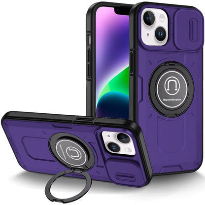 For Apple iPhone 11 Build in Invisible Magnetic Ring Stand with Slide Camera Protector, fit Magnetic Car Mount [Compatible with MagSafe] Case Cover