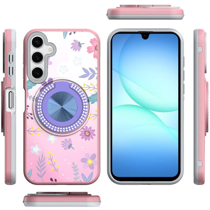 For Samsung Galaxy S25 Fan Edition /Galaxy S25 FE Pattern Design Hybrid with Invisible Ring Stand & Magnetic Back, Shockproof Protective Grip Case Cover