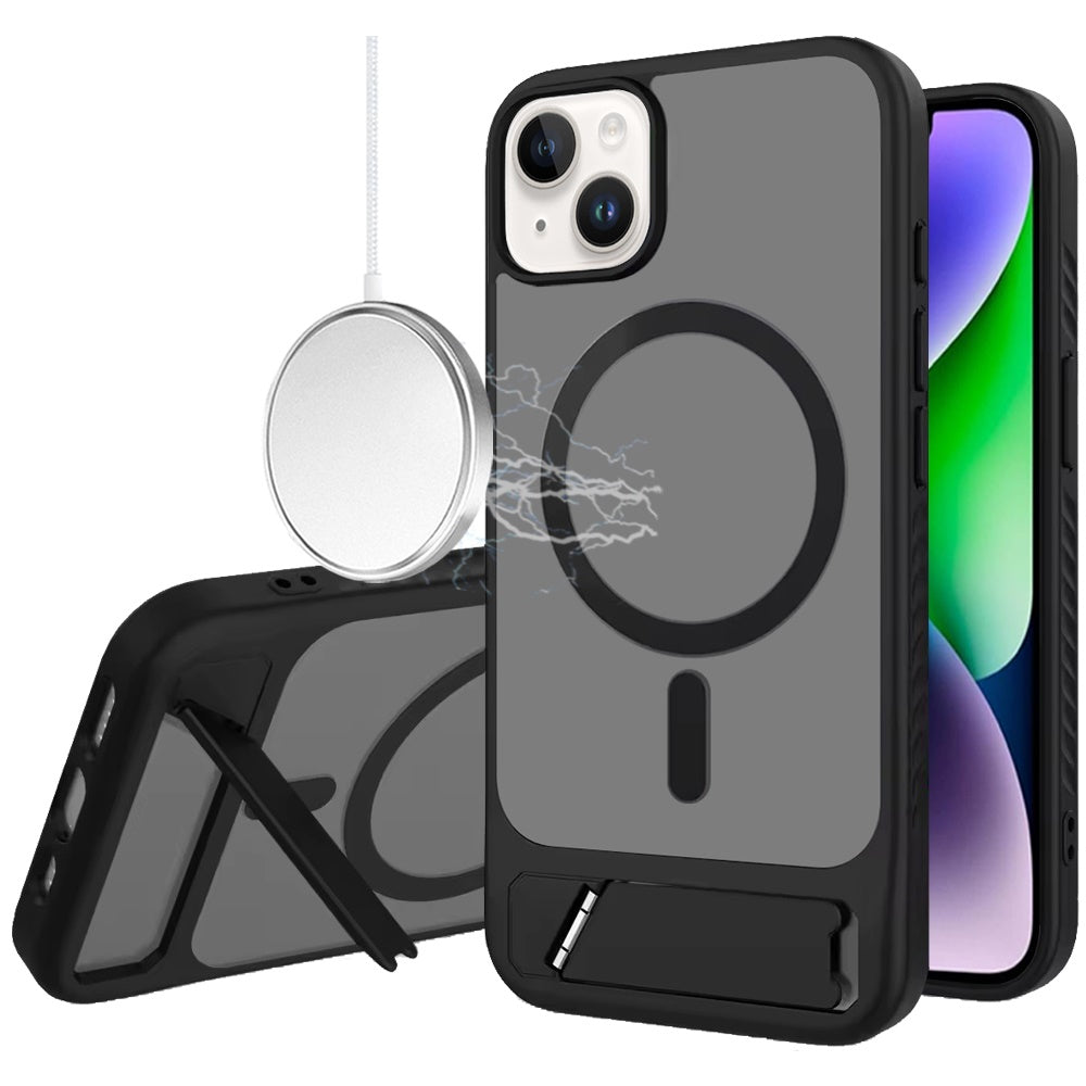For Apple iPhone 17E /16E Matte Magnetic Circle Back TPU Hybrid Drop Protection with Metal Kickstand Shockproof Design Case Cover