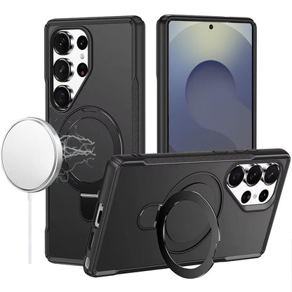 For Samsung Galaxy S26 Ultra Matte Finish Magnetic Ring Hybrid Protective Invisible Kickstand Magsafe Compatible Case Cover