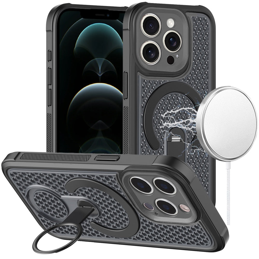 Phone Case for Apple iPhone 12 Pro Max Magnetic Honeycomb Hybrid Rugged Armor Ring Kickstand Dual Layer Shock Absorbing Hard PC Soft TPU Cover