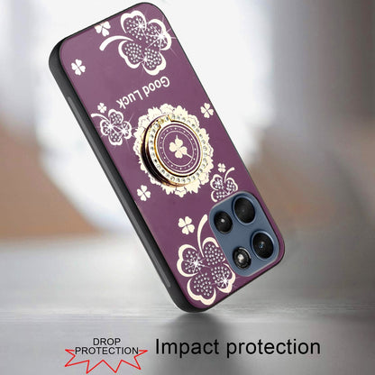 Phone Case for Moto G Stylus 5G 2026, Moto G Stylus 5G 2025 Diamond 3D Fashion Floral Glitter Engraved Luxury Bling Hybrid Shockproof Chrome Edge Protective Grip Cover Purple