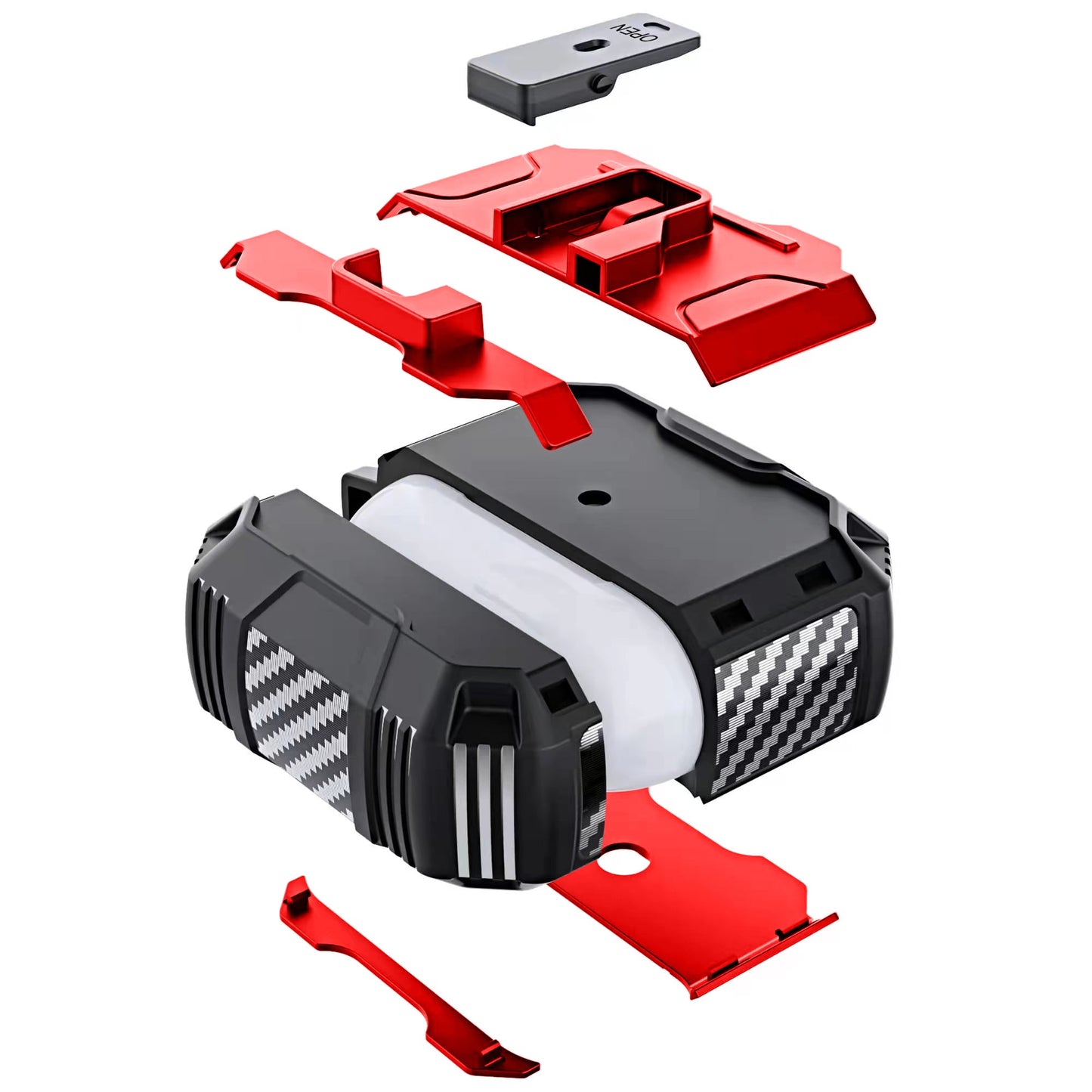 AirPods Case for Apple Airpods 3rd Gen Rugged Shockproof Hybrid Hard Shell with Open Button Dust Proof Wireless Charging Compatible Metal Hook Clip Cover Red