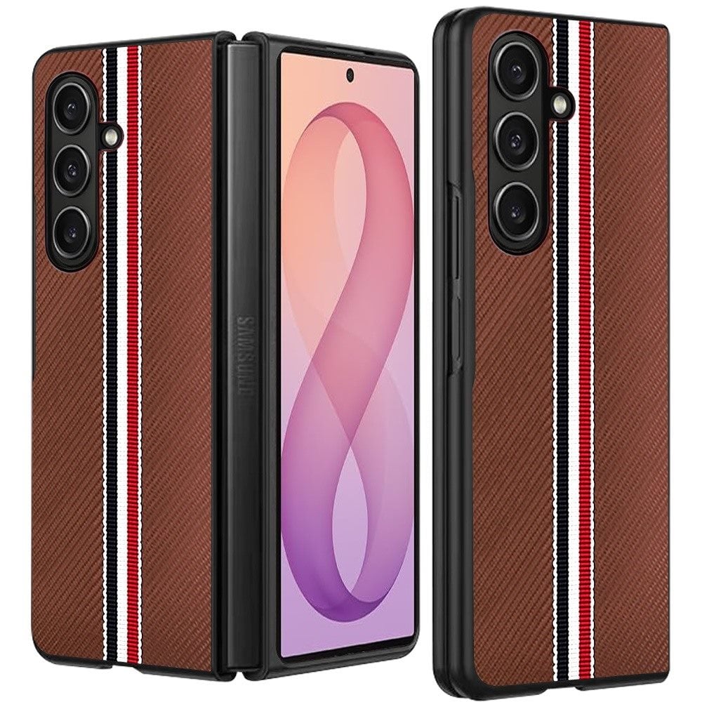 Phone Case for Samsung Galaxy Z Fold 8 Ultra Velvet Fabric Vegan PU Leather Slim Fit Hybrid Protective Shell Shockproof Design Cover Brown