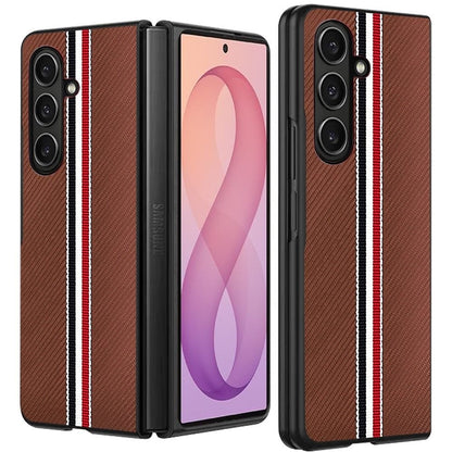 Phone Case for Samsung Galaxy Z Fold 8 Ultra Velvet Fabric Vegan PU Leather Slim Fit Hybrid Protective Shell Shockproof Design Cover Brown