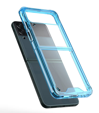 For Samsung Galaxy Z Flip 7 FE Transparent Hybrid Shockproof Hard PC Slim Durable TPU Bumper Protection Case Cover Blue