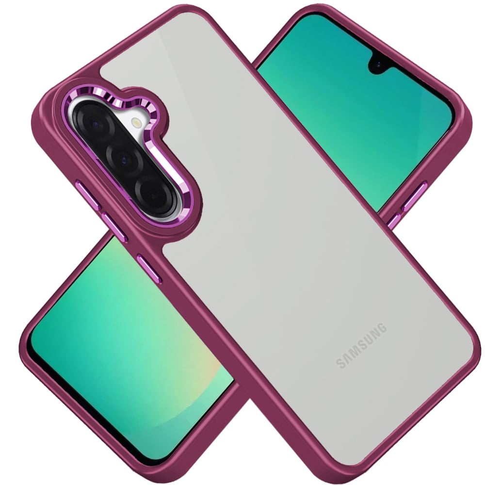 Phone Case for Samsung Galaxy A27 Transparent Thick Acrylic Hybrid Metal Buttons Shockproof Rubber TPU Slim Durable Grip Protective Cover