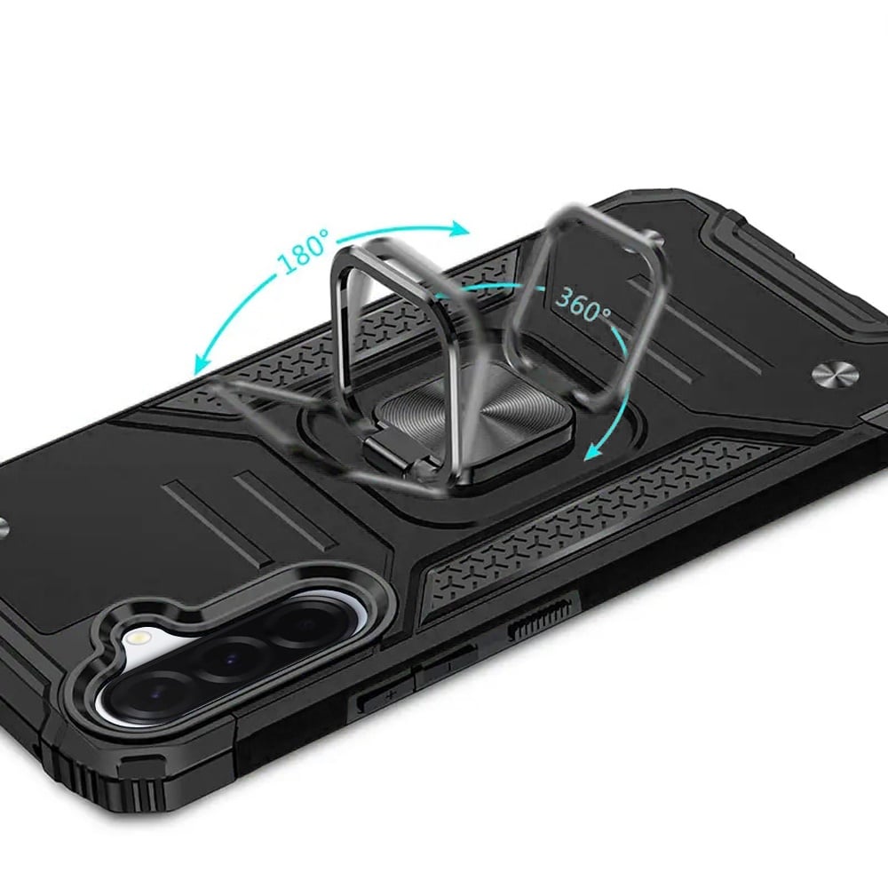 Phone Case for Samsung Galaxy A27 Magnetic Car Mount Hybrid Ring Stand Shockproof Rugged Grip Armor Heavy Duty Protective TPU Durable Cover