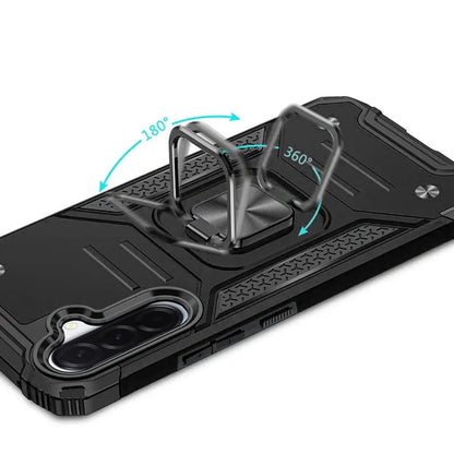 Phone Case for Samsung Galaxy A27 Magnetic Car Mount Hybrid Ring Stand Shockproof Rugged Grip Armor Heavy Duty Protective TPU Durable Cover