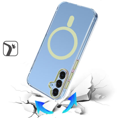 Phone Case for Samsung Galaxy A57 Clear Transparent Magnetic Circle Slim Shockproof Durable TPU Hard PC Grip Hybrid Design Cover Green