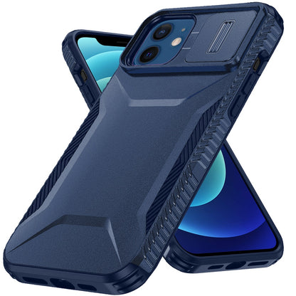 For Apple iPhone 12 /12 Pro Slim Fit Shockproof Hybrid with Slide Camera Window Covering, Rugged Tpu Silicone Hard PC Bumper Case Cover
