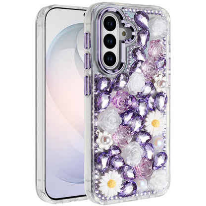 Full Bling Rhinestone Glitter Floral Luxury Hybrid Shockproof Stylish Sparkling Protective Designer Ornament
