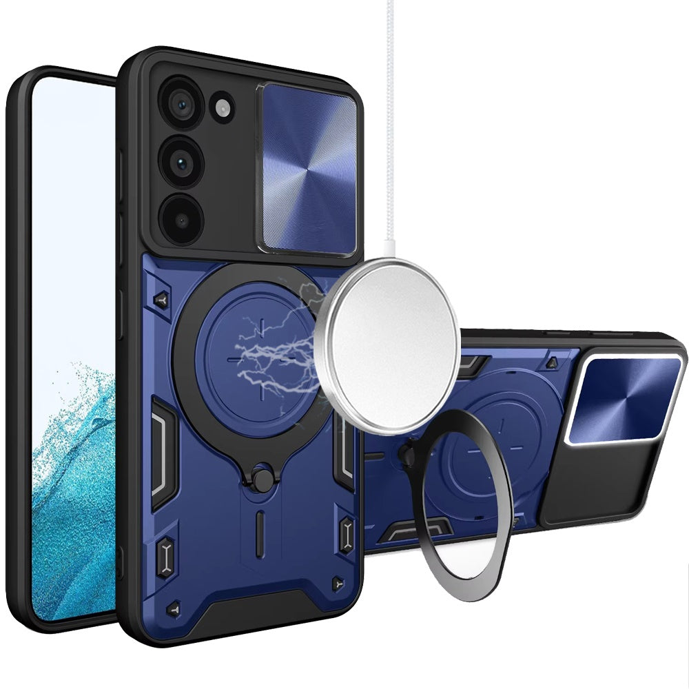 Phone Case for Samsung Galaxy S21+ / S21 Plus Magnetic Ring Stand Shockproof Hybrid Full Camera Slide Guard Anti Slip Heavy Duty Protective Armor Cover