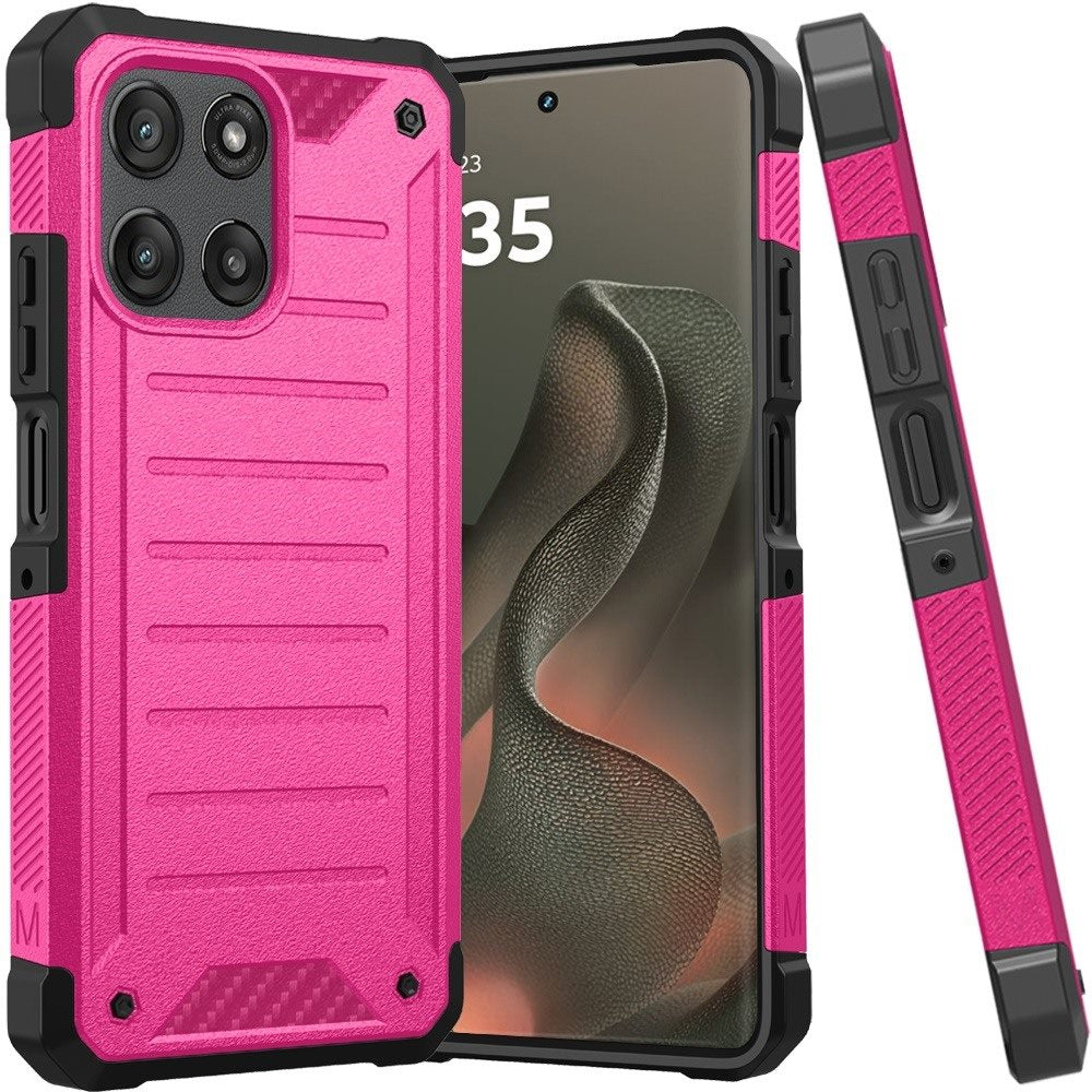 Phone Case for Motorola Edge 2026 Premium Tough Lined Hybrid Hard PC Soft TPU Dual Layer Rugged Armor Shock Absorbing Reinforced Corners Cover Pink