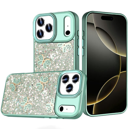 For Apple iPhone 17 Pro Max (6.9") Cute Butterfly Crystal Diamond Glitter Case Sparkle Bling Frame Metallic Edges, Shimmer TPU Hybrid Case Cover