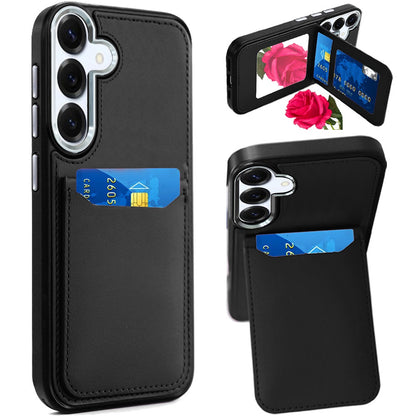Phone Case for Samsung Galaxy S26 FE /Fan Edition Credit Card Holder Mirror PU Leather Wallet Shockproof Grip Slim Protective Hybrid Magnetic Style Durable Cover