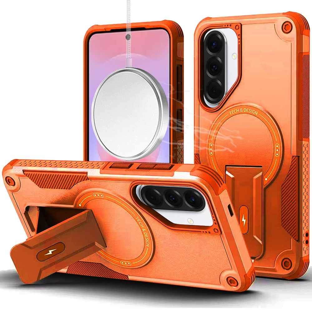 Magnetic Kickstand Rugged Shockproof Armor Grip Anti Slip Heavy Duty Protective Matte Stand Hybrid