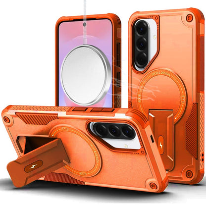 Magnetic Kickstand Rugged Shockproof Armor Grip Anti Slip Heavy Duty Protective Matte Stand Hybrid