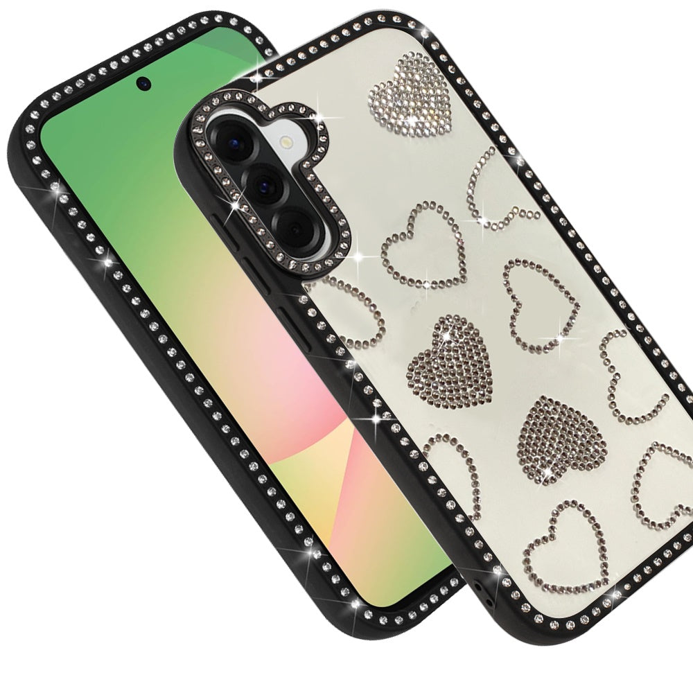For Samsung Galaxy A57 Spread Love Glitter Shimmer Bling Diamond Edge Hybrid Drop Protection Shockproof Design Case Cover