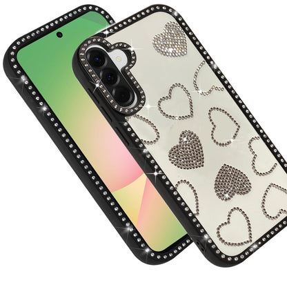 For Samsung Galaxy A57 Spread Love Glitter Shimmer Bling Diamond Edge Hybrid Drop Protection Shockproof Design Case Cover