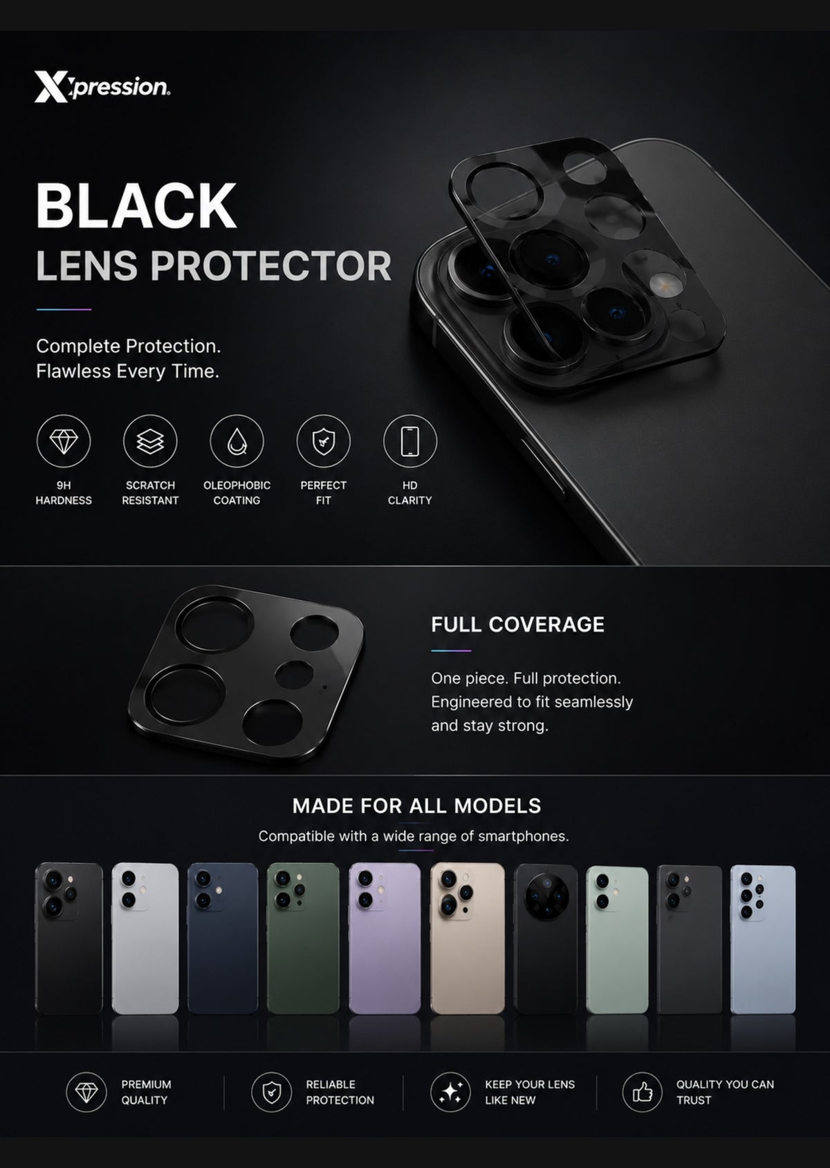 Camera Lens Protector for Apple iPhone 18 Pro Camera Lens Tempered Glass 2.5D Scratch Resistant Anti Fingerprint HD Clear Protective Color Edge Black