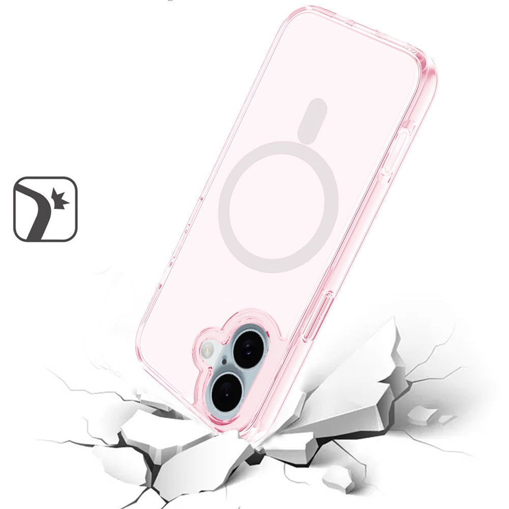 For Apple iPhone 16 Pro Max (6.9") MagSafe Compatible Transparent Shock Absorption TPU Rubber Hybrid Protective Case Cover