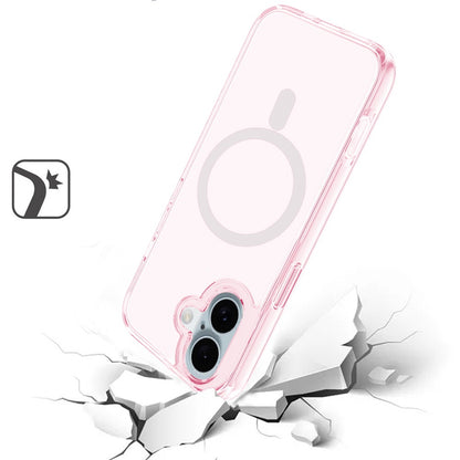 For Apple iPhone 16 (6.1") MagSafe Compatible Transparent Shock Absorption TPU Rubber Hybrid Protective Case Cover