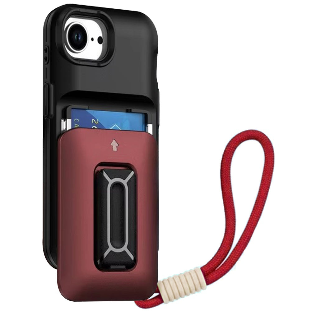 For Apple iPhone 17E /16E Wallet Case with 2- Credit Card Holder, Wrist Strap & Kickstand Hybrid Shockproof TPU Case Cover