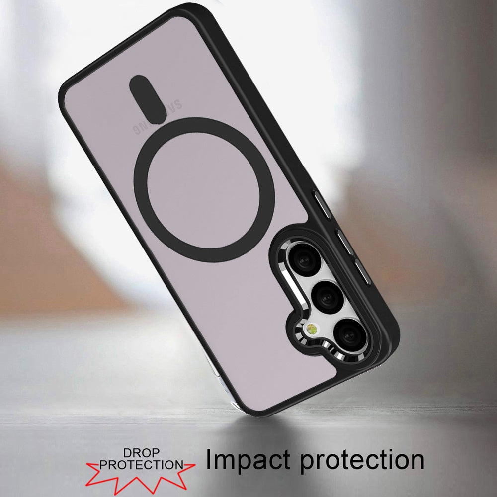 For Samsung Galaxy S24+ Plus Clear Acrylic Hybrid Metal Button Shock Protection Durable Grip Thick Transparent Design for Plus Series Case Cover
