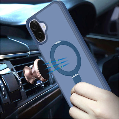 Phone Case for Samsung Galaxy A08 4G, A07 5G, A07 4G Magnetic Ring Stand Full Rotation Matte Shockproof Grip Anti Slip Durable Camera Protection Hybrid Cover