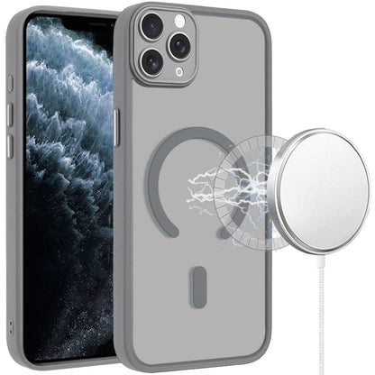 Phone Case for iPhone 11 Pro Max Matte Frosted Magnetic Back Hybrid Hard PC Soft TPU Camera Protection Slim Shock Absorbing Anti Fingerprint Cover Gray