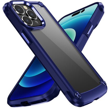 For Apple iPhone 11 Pro Max Hybrid Transparent Rubber with Metal Buttons & Camera Edges Hard TPU Corner Frame Bumper Case Cover Black