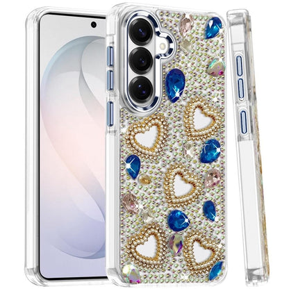 Phone Case for Samsung Galaxy S26 Luxury Crystal Heart Rhinestone Diamond Bling Shockproof Hybrid Glitter Protective Stylish Durable Grip Cover