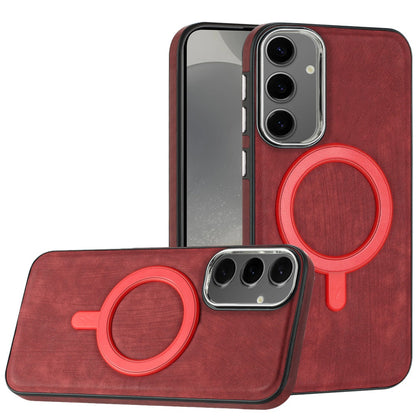 For Samsung Galaxy S25 /S24 Fashion PU Vegan Leather Chrome Edge Hybrid, MagSafe Compatible, Durable TPU Hard PC Case Cover