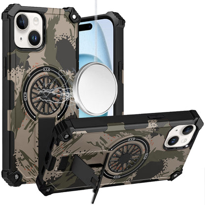 For Samsung Galaxy A17 5G Magnetic Invisible Kickstand Holder with CD Texture Design, Shockproof Hybrid Military Grade Heavy Duty Case Cover